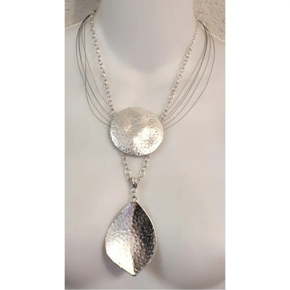 Textured Silvertone Jewelry 4 Pc Lot Chain Infinity Necklaces Pendants Earrings